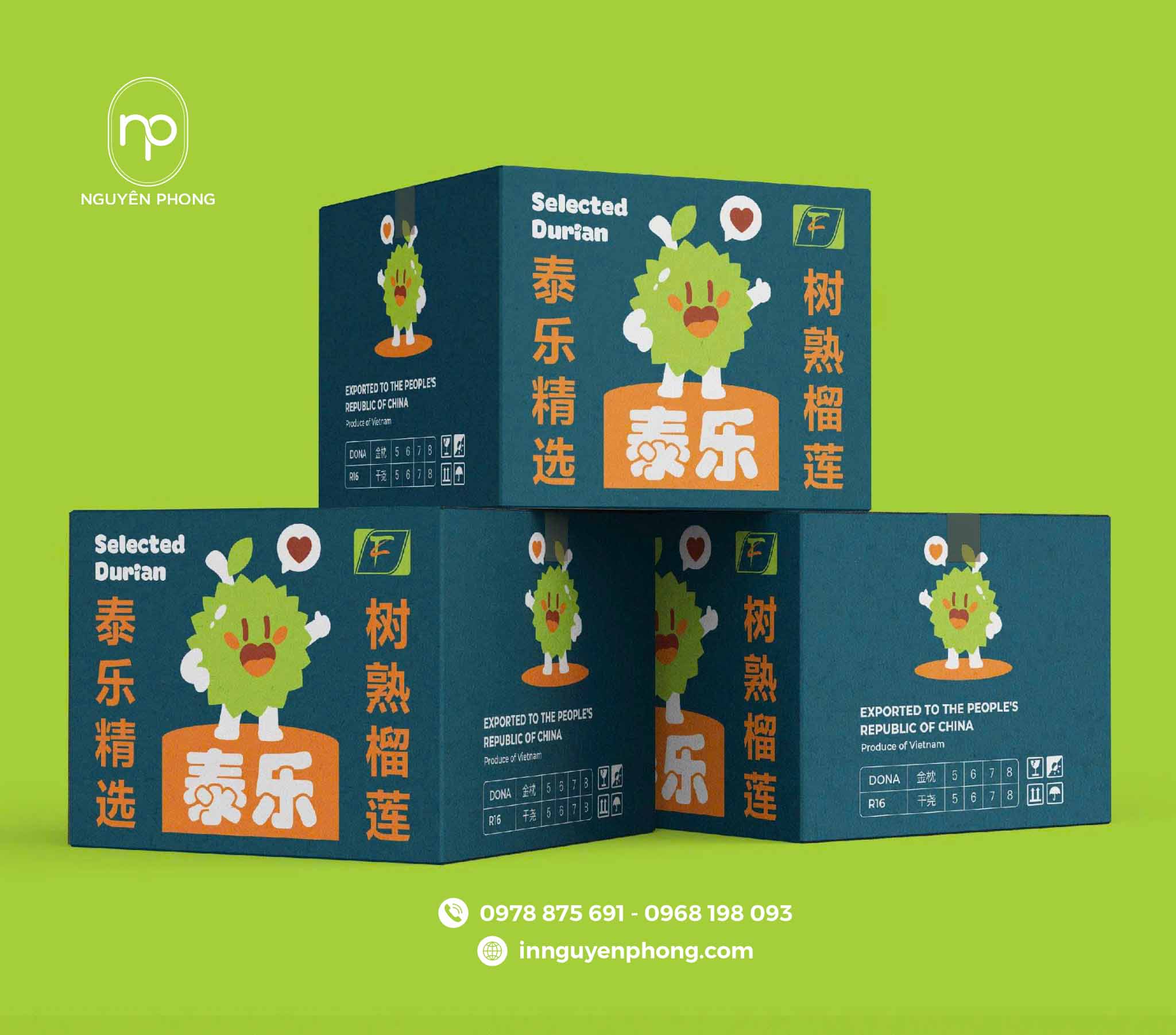 Hộp sóng bồi đựng sầu riêng